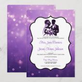 Paarse paar bruiloft uitnodiging (Voorkant / Achterkant)