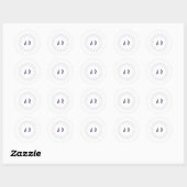 Paarse paar Monogram in Circle of Lines Ronde Sticker (Vel)