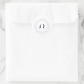 Paarse paar Monogram in Circle of Lines Ronde Sticker (Tas)