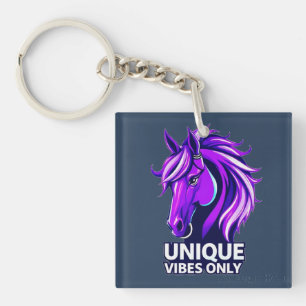 Paarse Paard Illustratie met Levendige Kleuren Sleutelhanger