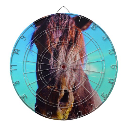 Paarse paarden met groene mond dartbord (Voorkant)