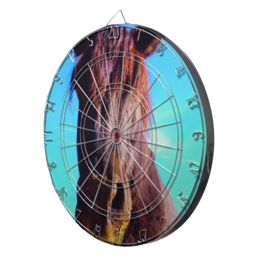 Paarse paarden met groene mond dartbord (Voorkant Rechts)