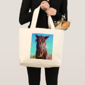 Paarse paarden met groene mond grote tote bag (Voorkant (product))