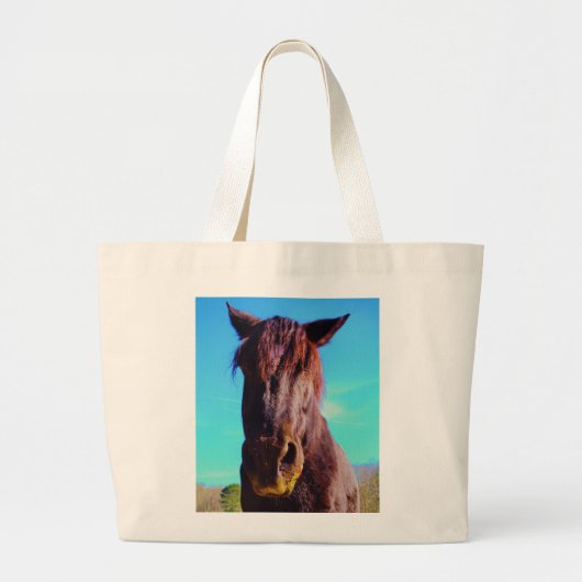 Paarse paarden met groene mond grote tote bag (Voorkant)