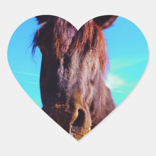 Paarse paarden met groene mond hart sticker (Voorkant)