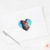 Paarse paarden met groene mond hart sticker (Envelop)