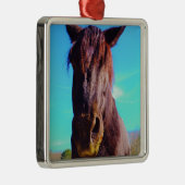Paarse paarden met groene mond metalen ornament (Rechts)