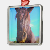 Paarse paarden met groene mond metalen ornament (Links)