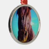 Paarse paarden met groene mond metalen ornament (Rechts)