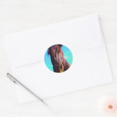 Paarse paarden met groene mond ronde sticker (Envelop)