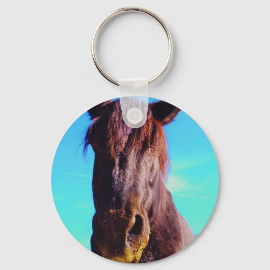 Paarse paarden met groene mond sleutelhanger (Voorkant)