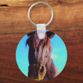 Paarse paarden met groene mond sleutelhanger (Voorkant)