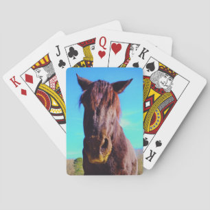 Paarse paarden met groene mond speelkaarten