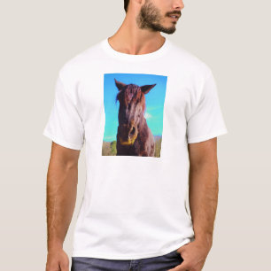 Paarse paarden met groene mond t-shirt