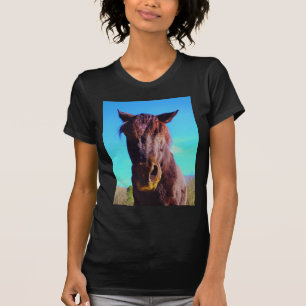 Paarse paarden met groene mond t-shirt