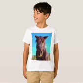 Paarse paarden met groene mond t-shirt (Voorkant volledig)