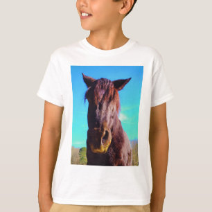 Paarse paarden met groene mond t-shirt