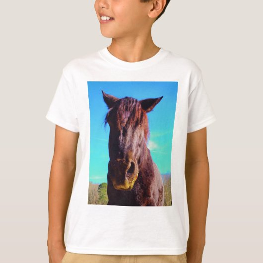 Paarse paarden met groene mond t-shirt (Voorkant)