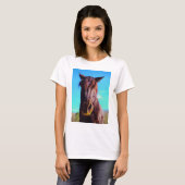 Paarse paarden met groene mond t-shirt (Voorkant volledig)