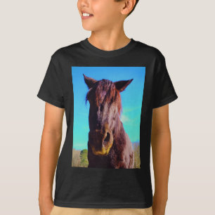 Paarse paarden met groene mond t-shirt