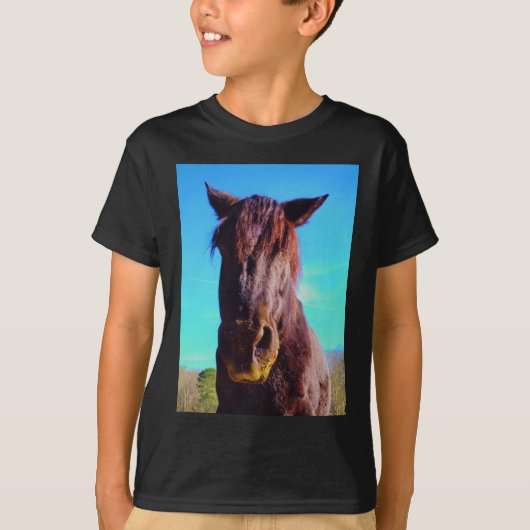 Paarse paarden met groene mond t-shirt (Voorkant)