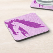 Paarse paarden onderzetter van harde kunststof (Linkerzijde)