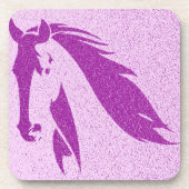 Paarse paarden onderzetter van harde kunststof (Voorkant)