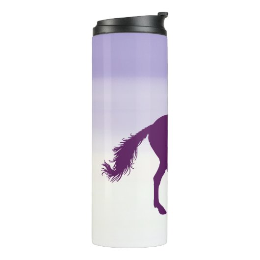 Paarse paarden op Light Paars Ombre Thermosbeker (Gedraaid links)