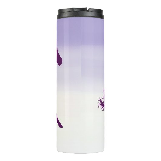 Paarse paarden op Light Paars Ombre Thermosbeker (Achterkant)