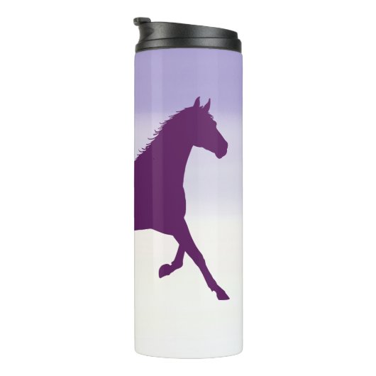 Paarse paarden op Light Paars Ombre Thermosbeker (Geroteerd rechts)