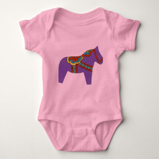Paarse paarden Wild Dala Horse babykleding Romper (Voorkant)