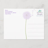 Paarse Paardenbloem Dank u Briefkaart (Achterkant)