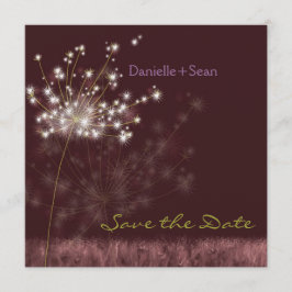 Paarse Paardenbloemen Bruiloft Burgundy Save the D Date