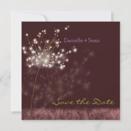 Paarse Paardenbloemen Bruiloft Burgundy Save the D Date