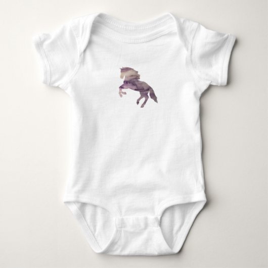 Paarse Paardenschilderij Baby Bodysuit (Voorkant)