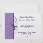 Paarse Paars Zilveren Krullen Witte Trouwfeest Kaart (Voorkant / Achterkant)