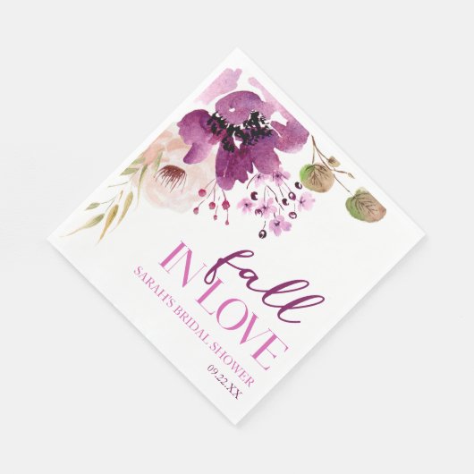 Paarse paarse bloemige verliefdheid bruiloft servet (Hoek)