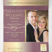 Paarse Paarse Trouwdag Drieluik Uitnodiging (Binnenkant midden)