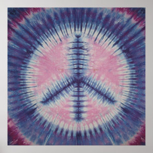 Paarse paarse Vredesteken Tie Dye Poster