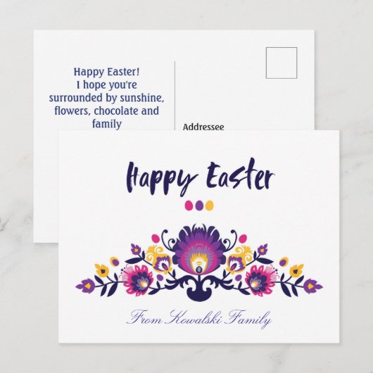 Paarse paasfolklore, aangepast Briefkaart tekst (Voorkant / Achterkant)