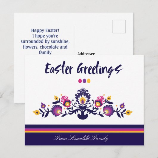 💜 Paarse paasfolklore, aangepaste tekst Briefkaar Briefkaart (Voorkant / Achterkant)