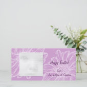 Paarse paasfotokaarten feestdagenkaart (Staand voorkant)