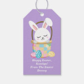 Paarse paashaas Kinderen Cadeaulabel (Voorkant)