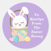  Paarse paashaas  Kinderen Ronde Sticker (Voorkant)