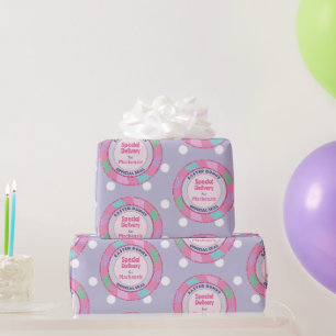 Paarse Paashaas Speciale Levering Roze Glitters  Cadeaupapier