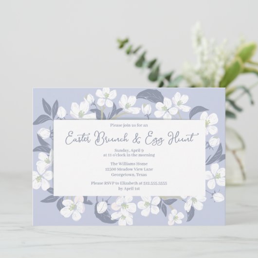  Paarse paasmakerij Brunch Egg Hunt Party Kaart (Staand voorkant)