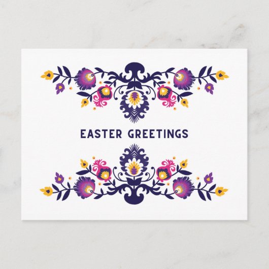 Paarse paasmakerij Folklore aangepaste tekst Briefkaart (Voorkant)