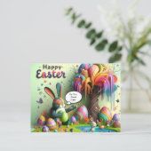 Paarse paasnijlpaard feestdagenkaart (Staand voorkant)