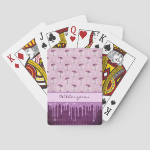 Paarse Paddenstoel Droom en Glitter Druppels Monog Pokerkaarten