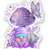 paarse paddenstoel met kabouter sticker (Voorkant)